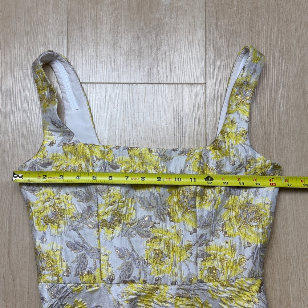 Dessy Collection Yellow Floral Midi Dress - Picture 6 of 9